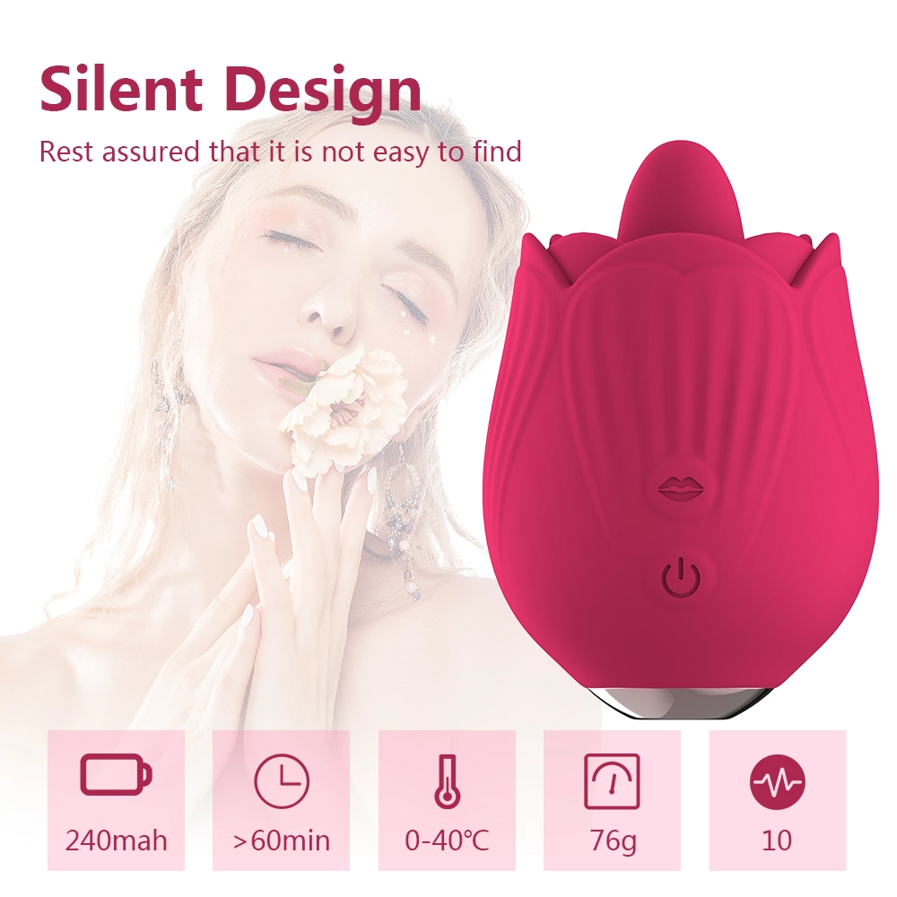 Mini Rose Tongue Licking Vibrator Licking to Stimulate Nipples Clitoris Vibrator Sex Adult Toy for Women