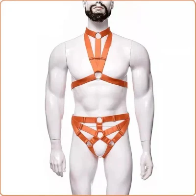 Bondage Cuello Restricción Bdsm Elástico Ajustale Super String Body Hollow out Arnés Sexy Lencería para hombres