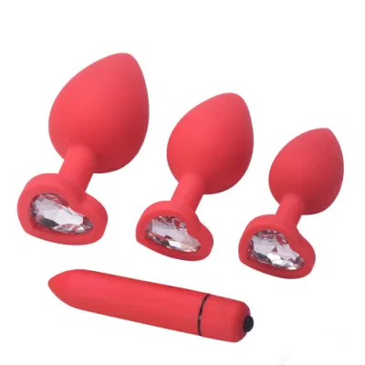 Juego de tapones anales de silicona, Masturbadores con joyas, tapón anal, vagina, anal para adultos, juego de tapones anales, juguetes sexuales con vibrador de bala